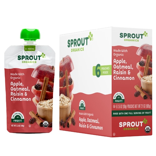 Sprout Organic Baby Food Oatmeal 6+ Months Apple Raisin Cinnamon