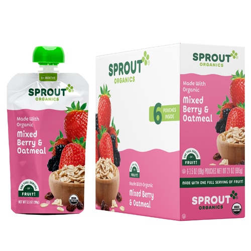 Sprout Organic Baby Food Oatmeal 6+ Months Mixed Berry