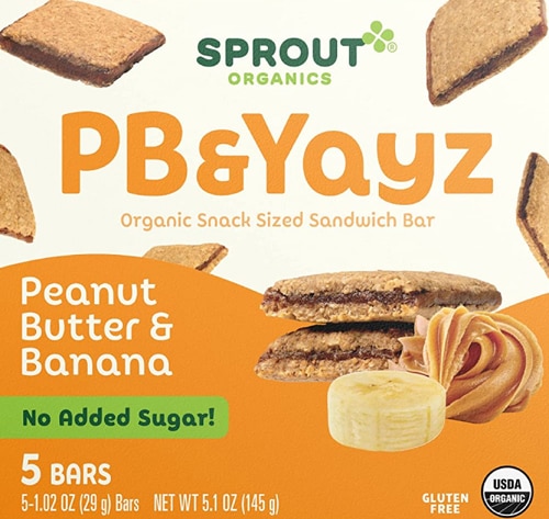 Sprout Organic Baby Food PB & Yaz Toddler Snack Bars Peanut Butter & Banana