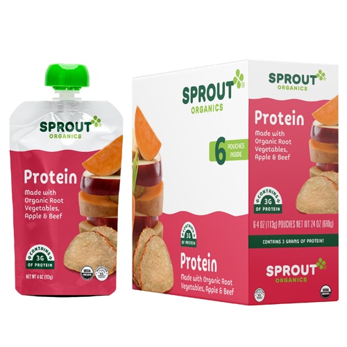 Sprout Organic Baby Food Protein 8+ Months Root Vegetables Apple & Beef