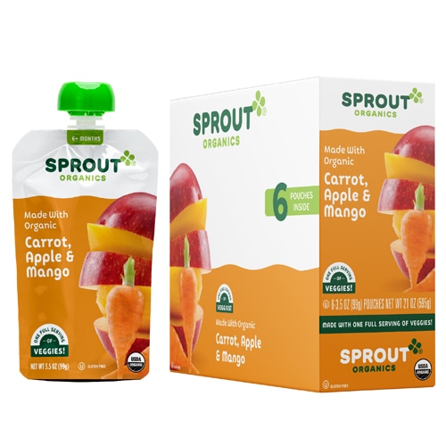 Sprout Organic Baby Food Puree 6+ Months Carrot Apple Mango