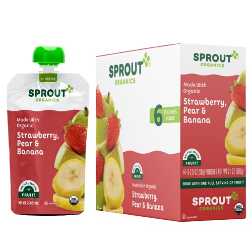 Sprout Organic Baby Food Puree 6+ Months Strawberry Pear Banana