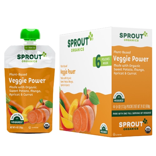 Sprout Organic Baby Food Veggie Power 12+ Months Sweet Potato Mango Apricot & Carrot