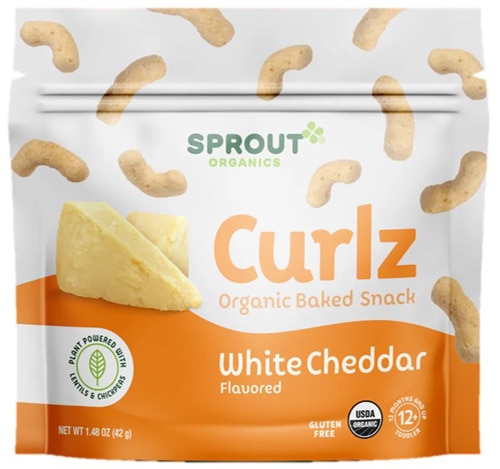 Sprout Organics Curlz Baked Toddler Snacks White Cheddar Cheese
