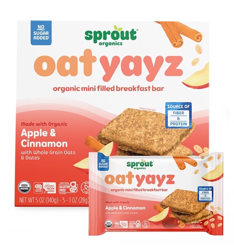Sprout Organics OatYayz Toddler Snack Bars Apple & Cinnamon