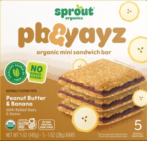 Sprout Organics PB & Yaz Toddler Snack Bars Peanut Butter & Banana