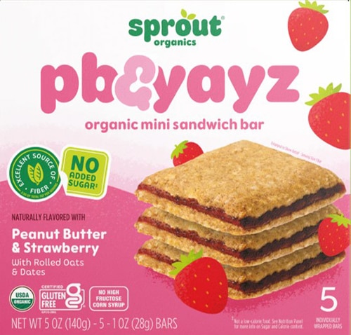 Sprout Organics PB & Yaz Toddler Snack Bars Peanut Butter & Strawberry
