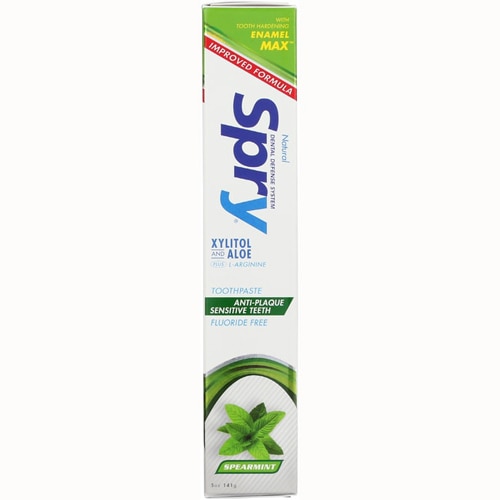 Spry Anti-Plaque and Tartar Control Xylitol Toothpaste - Fluoride-Free Spearmint