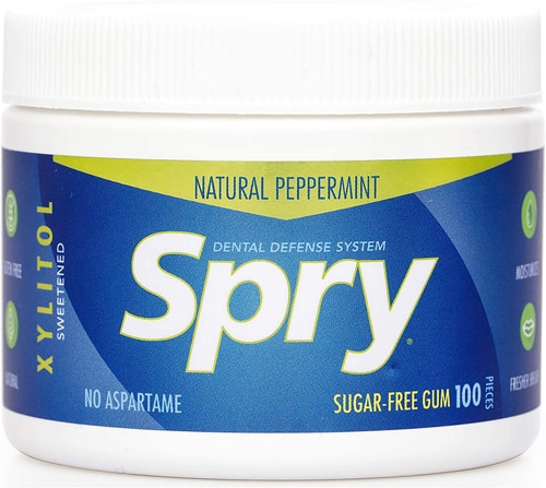 Spry Dental Defense Sugar-Free Gum with Xylitol Natural Peppermint