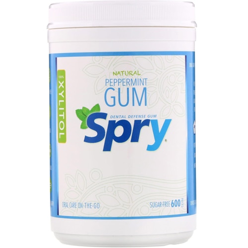 Spry Dental Defense Sugar-Free Gum with Xylitol Natural Peppermint