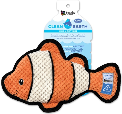 Spunky Pup Clean Earth Recycled Plush Dog Toy - Clownfish