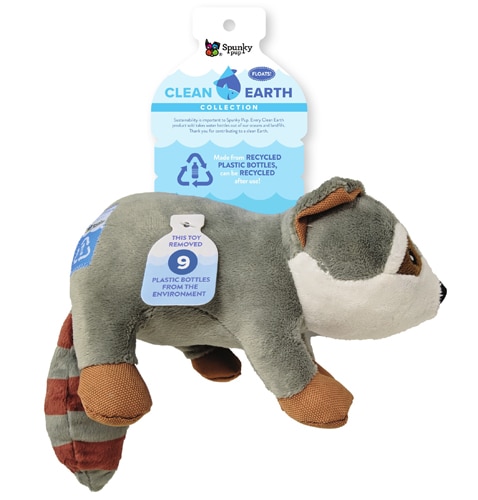 Spunky Pup Clean Earth Recycled Plush Dog Toy Large - Racoon