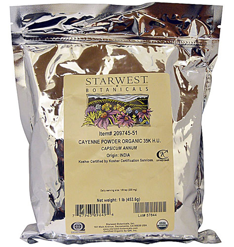 Starwest Botanicals Organic Cayenne Powder 35K HU