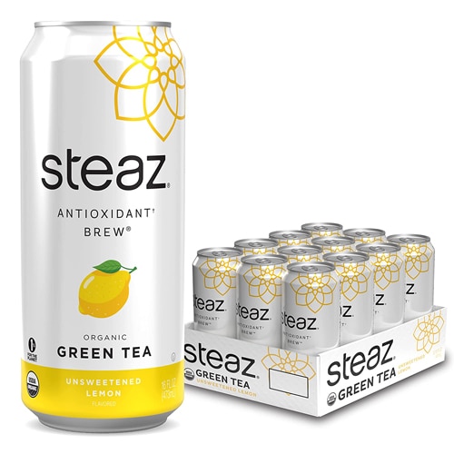 Steaz Green Tea Soda Antioxidant Brew Unsweetened Lemon