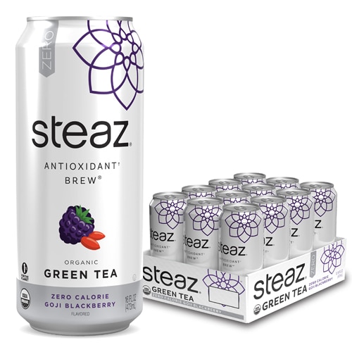 Steaz Green Tea Soda Zero Calorie Iced Green Tea Goji Blackberry