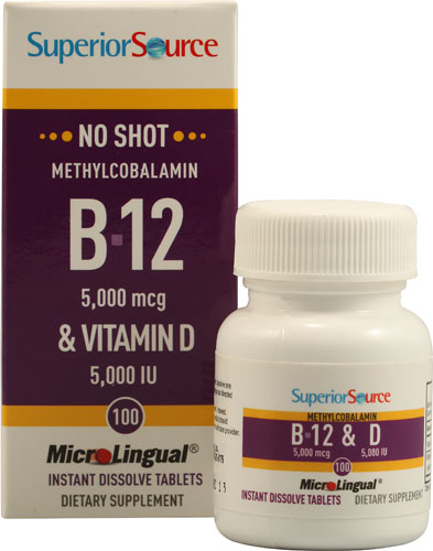 Superior Source No Shot B-12 5000 mcg & Vitamin D 5000 IU