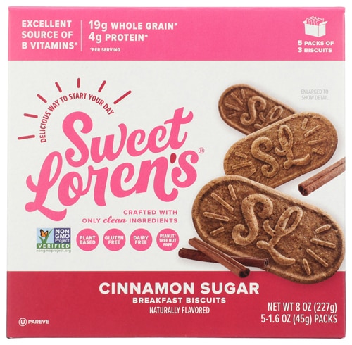 Sweet Loren's Breakfast Biscuit Non GMO Gluten Free Dairy Free Cinnamon Sugar