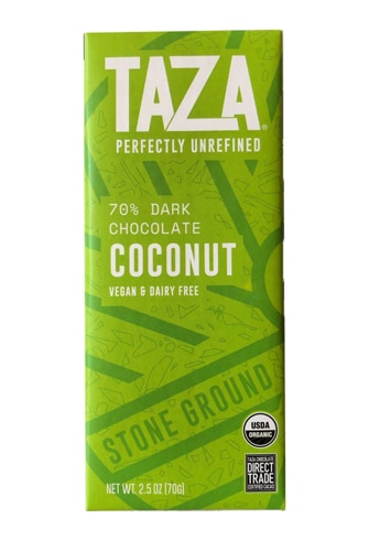 Taza Chocolate Organic Dark Chocolate Bar Stone Ground Coconut