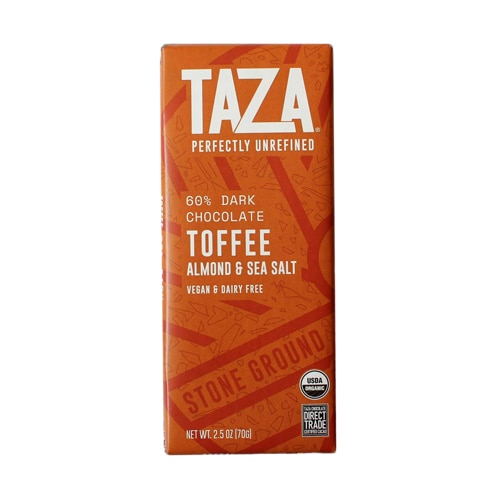 Taza Chocolate Organic Dark Chocolate Bar Stone Ground Toffee Almond & Sea Salt