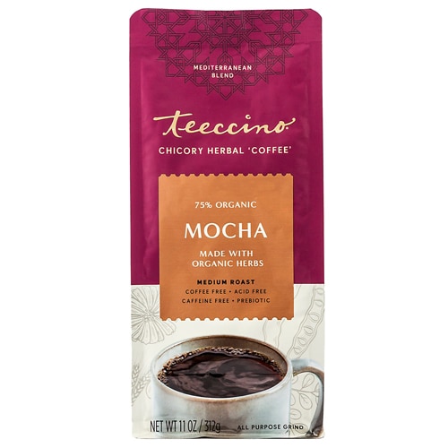 Teeccino Chicory Herbal 'Coffee' Alternative Mediterranean Blend Mocha Medium Roast