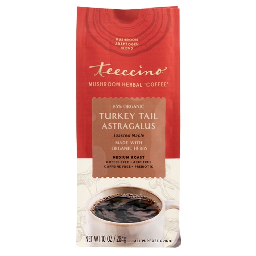 Teeccino Mushroom Herbal 'Coffee' Turkey Tail Astragalus Toasted Maple