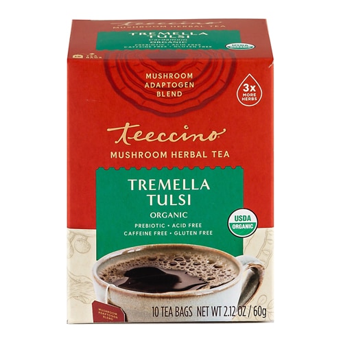 Teeccino Mushroom Herbal Tea Organic Tremella Tulsi