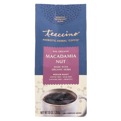 Teeccino Prebiotic Superboost Herbal 'Coffee' Caffeine Free Macadamia Nut