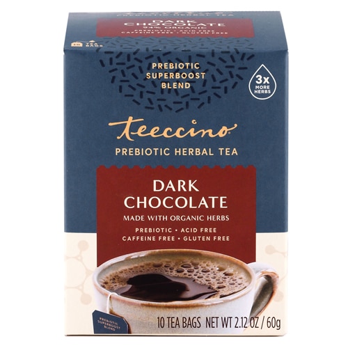 Teeccino Prebiotic Superboost Herbal Tea Dark Chocolate