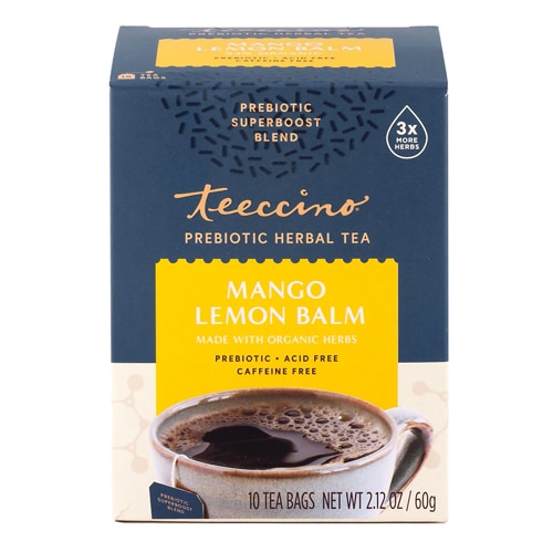 Teeccino Prebiotic Superboost Herbal Tea Mango Lemon Balm