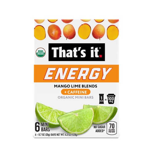 That's It Mini Bars Organic Energy + Caffeine Mango Lime Blends