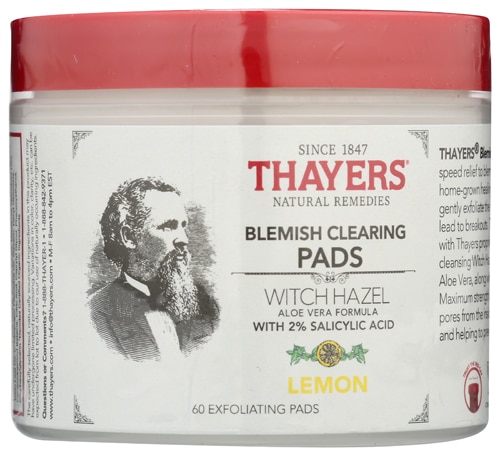 Thayers Witch Hazel Blemish Clearing Pads 2% Salicylic Acid Treatment - Lemon