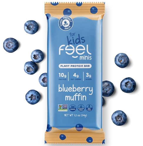 The Feel Bar Gluten Free No Added Sugar Protein Bars + Daily Veggies for Kids Blueberry Muffin