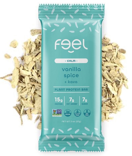 The Feel Bar Organic Gluten Free Vegan Protein Bars with Fijian Kava Vanilla Spice