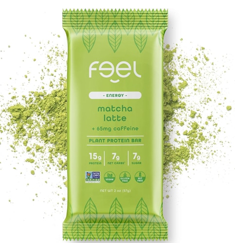 The Feel Bar Organic Gluten Free Vegan Protein Bars with + L-Theanine Matcha Latte