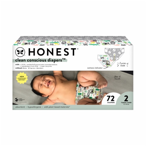 The Honest Company Clean Conscious Diapers Pandas + Barnyard Babies 72 Diapers