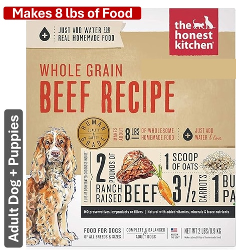 The Honest Kitchen Dehydrated Dog Food Makes 8 lbs Whole Grain Beef Recipe