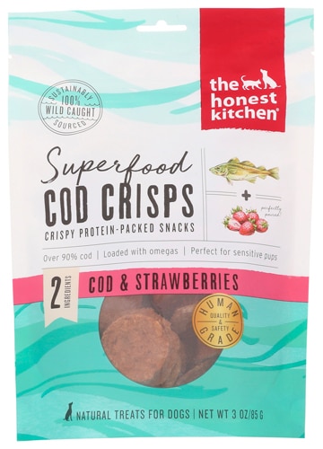 The Honest Kitchen Superfood Cod Crisps Dog Treats Cod & Strawberries