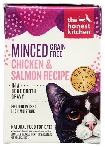 The Honest Kitchen Wet Cat Food Grain Free Minced Chicken & Salmon In Bone Broth Gravy