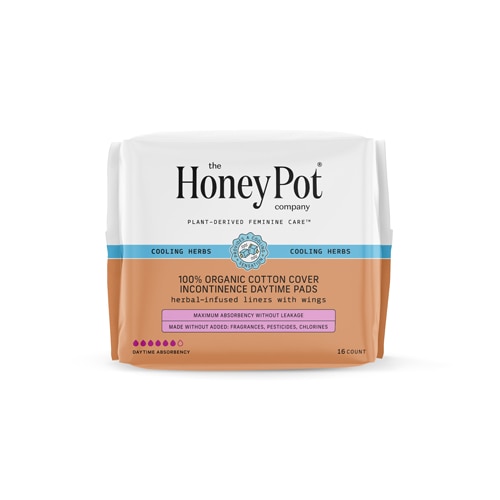 The Honey Pot 100% Organic Cotton Cover Incontinence Daytime Pads with Wings