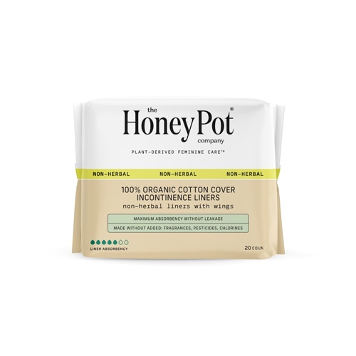 The Honey Pot 100% Organic Cotton Cover Incontinence Non-Herbal Liners with Wings