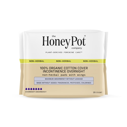 The Honey Pot 100% Organic Cotton Cover Incontinence Non-Herbal Overnight Pads