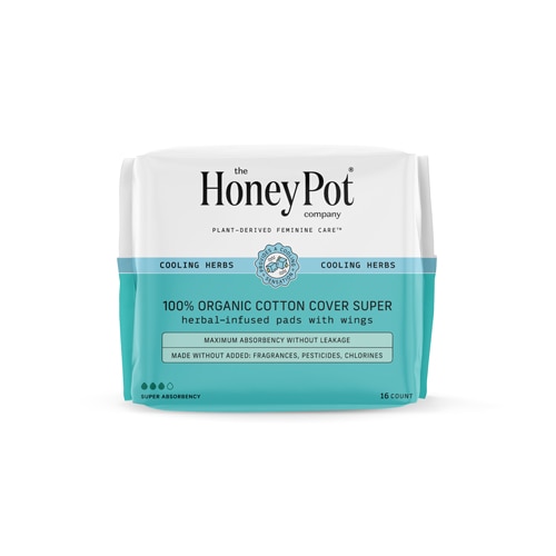 The Honey Pot Organic Cotton Cover Super Pads with Wings