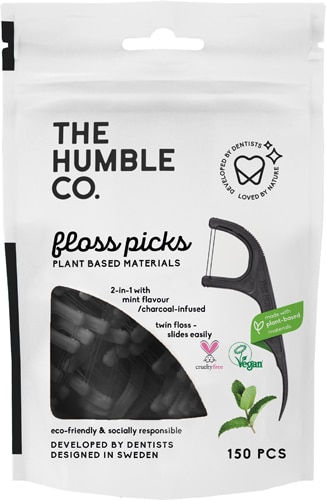 The Humble Co Dental Floss Picks Charcoal Infused Mint