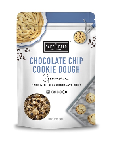 The Safe + Fair Food Company Gluten Free Non-GMO Top 9 Allergen Free Granola Chocolate Chip Cookie Dough