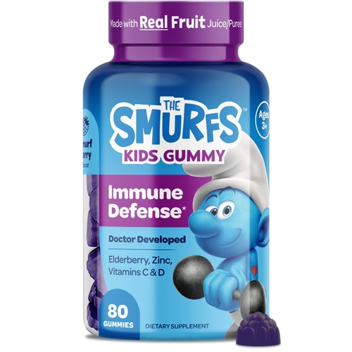 The Smurfs Kids Gummy Immune Defense Elderberry Zinc Vitamin C+D