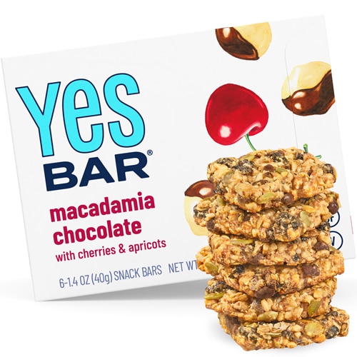 The YES Bar Vegan Gluten Free Real Food Low Sugar Paleo Snack Bar Macadamia Chocolate