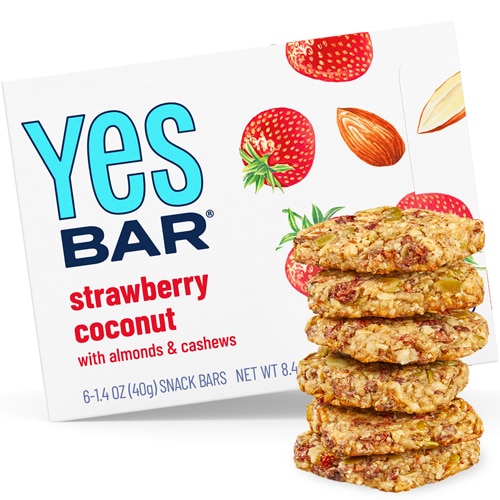 The YES Bar Vegan Gluten Free Real Food Low Sugar Paleo Snack Bar Strawberry Coconut