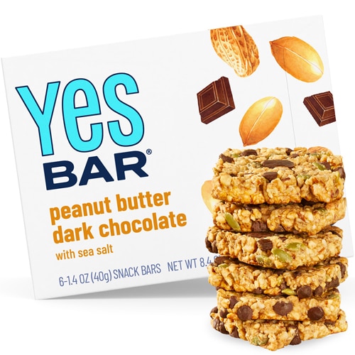 The YES Bar Vegan Gluten Free Real Food Low Sugar Snack Bar Peanut Butter Dark Chocolate