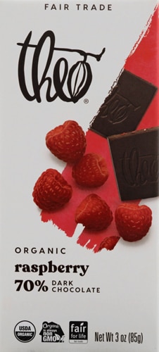 Theo Organic 70% Dark Chocolate Bar Raspberry