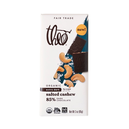 Theo Organic 85% Dark Chocolate Bar Salted Cashew